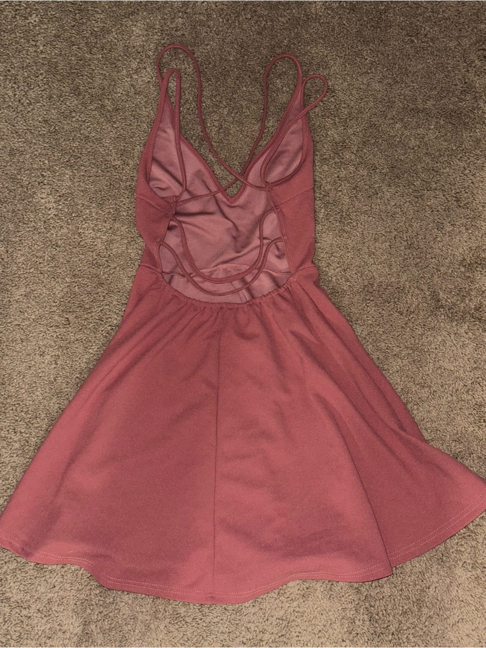 SHEIN Mauve Crisscross Backless Skater Dress - Picture 3 of 5